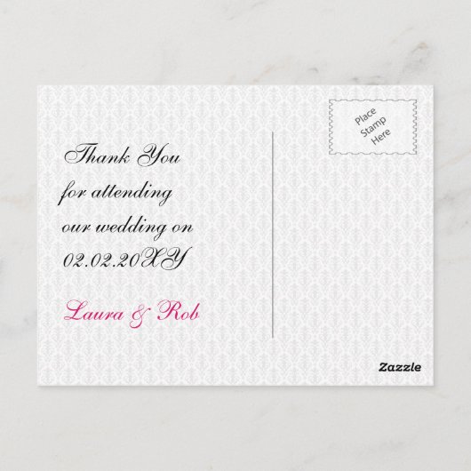 roze 3 aces vegas bruiloft Dank u kaarten (Achterkant)