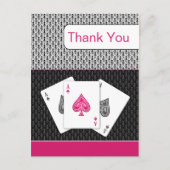 roze 3 aces vegas bruiloft Dank u kaarten (Voorkant)