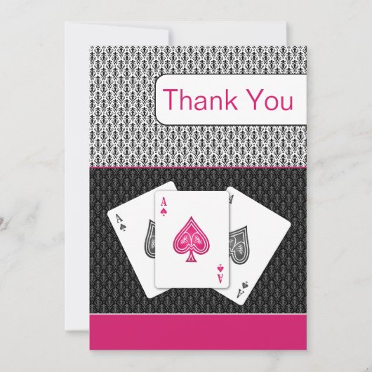roze 3 aces vegas bruiloft Dank u kaarten (Voorkant)
