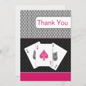 roze 3 aces vegas bruiloft Dank u kaarten (Voorkant / Achterkant)