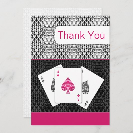 roze 3 aces vegas bruiloft Dank u kaarten (Voorkant / Achterkant)