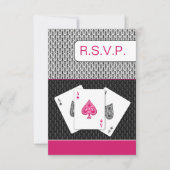 Roze 3 Azen Vegas Bruiloft RSVP kaarten, 3.5 x 5 (Voorkant)