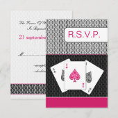 Roze 3 Azen Vegas Bruiloft RSVP kaarten, 3.5 x 5 (Voorkant / Achterkant)