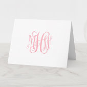 Roze 3 Initiaal wijnstok script Monogram DIY BG Bedankkaart