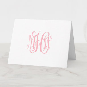 Roze 3 Initieel Wingerdstok Schrift Monogram DIY B Bedankkaart
