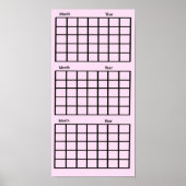 Roze 3 maanden kalender Poster (Voorkant)