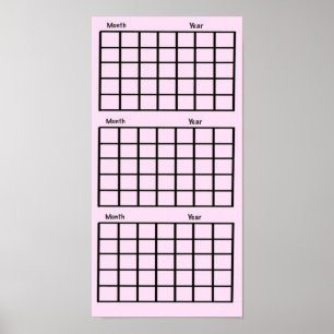 Roze 3 maanden kalender Poster