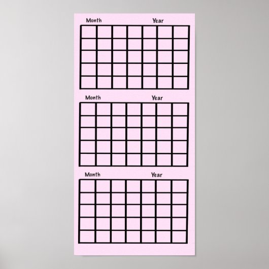 Roze 3 maanden kalender Poster (Voorkant)