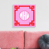 Roze #3 Rode Cirkel Monogram Font DIY BG Canvas Afdruk (Insitu (Woonkamer))