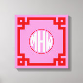 Roze #3 Rode Cirkel Monogram Font DIY BG Canvas Afdruk (Voorkant)