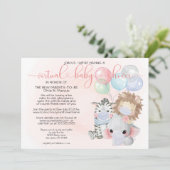 Roze 3 Stomme dieren in maskers virtueel Baby show Kaart (Staand voorkant)