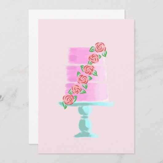 Roze 3 Tier-Cake Kaart (Voorkant / Achterkant)