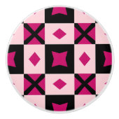 Roze 3-tone geruite deurkruk keramische knop (Voorkant)