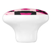 Roze 3-tone geruite deurkruk keramische knop (Zijkant)