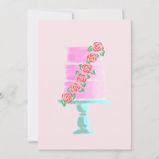 Roze 3-traps taart kaart (Voorkant)