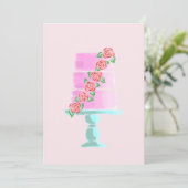 Roze 3-traps taart kaart (Staand voorkant)