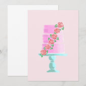Roze 3-traps taart kaart (Voorkant / Achterkant)