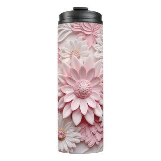 Roze 3D Bloem Thermische Tumbler Thermosbeker