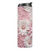 Roze 3D Bloem Thermische Tumbler Thermosbeker (Gedraaid links)