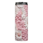 Roze 3D Bloem Thermische Tumbler Thermosbeker (Achterkant)