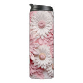 Roze 3D Bloem Thermische Tumbler Thermosbeker (Geroteerd rechts)