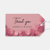 Roze 3d bloemen bruiloft dank u cadeaulabel (Voorkant (Horizontaal))