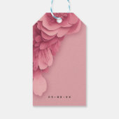Roze 3d bloemen bruiloft dank u cadeaulabel (Achterkant)