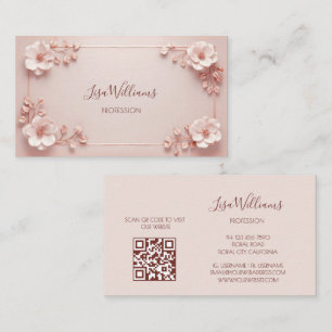 Roze 3D-bloemen met blozende tint Visitekaartje