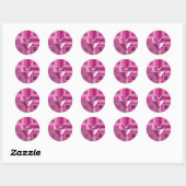 Roze 3D-hart voor Valentijnsdag Ronde Sticker (Vel)