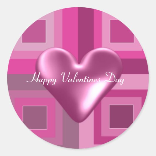 Roze 3D-hart voor Valentijnsdag Ronde Sticker (Voorkant)
