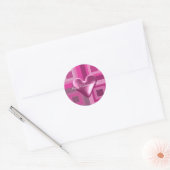 Roze 3D-hart voor Valentijnsdag Ronde Sticker (Envelop)