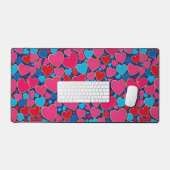 Roze 3D-harten Bureaumat (Keyboard & Muis)