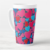 Roze 3D harten Latte Mok (Linkerhoek)