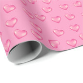 Roze 3D Hearts Valentijnsdag Cadeaupapier (Rol Hoek)