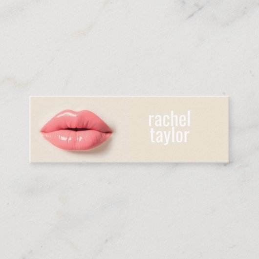 Roze 3D Lips Modern Professional Mini Visitekaartje (Voorkant)