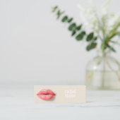 Roze 3D Lips Modern Professional Mini Visitekaartje (Staand voorkant)