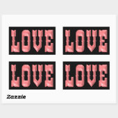 Roze 3D LOVE Rechthoekige Sticker (Vel)