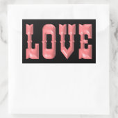Roze 3D LOVE Rechthoekige Sticker (Tas)