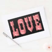 Roze 3D LOVE Rechthoekige Sticker (Envelop)