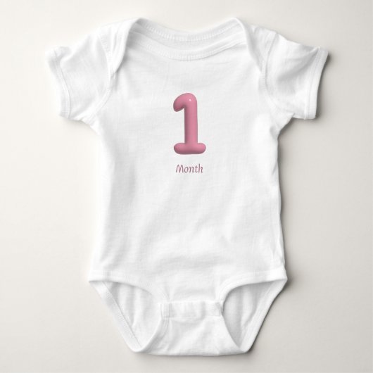 ROZE 3D Nummer 1 - Baby Body 1 Maand Romper (Voorkant)