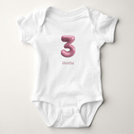 Roze 3D nummer 3 - 3 maanden baby romper