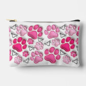 Roze 3D Paw Prints en Harten Make-up Etui (Voorkant)