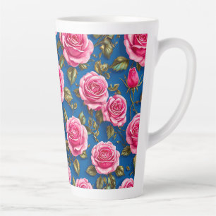 Roze 3d rozen latte mok