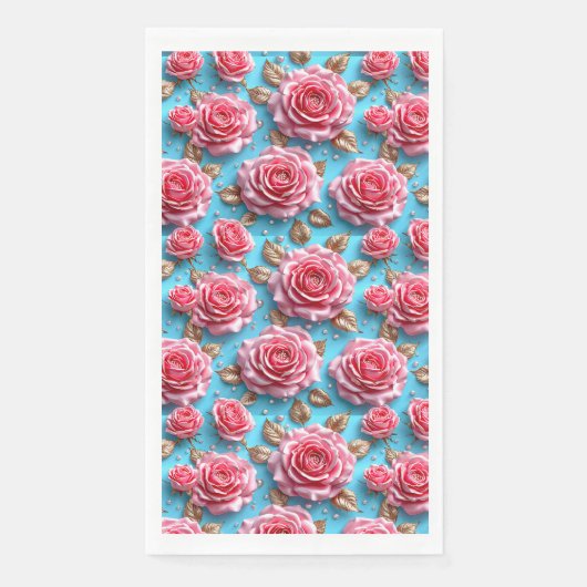 Roze 3d rozen servet (Voorkant)