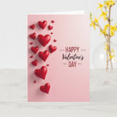 Roze 3D Valentijnsdag Hartjes Kaart (Gele Bloem)