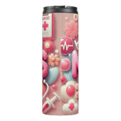 Roze 3D-verpleegster medische collage Thermosbeker (Achterkant)