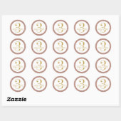Roze 3e verjaardag Aangepast Roos Gold Glitter Fav Ronde Sticker (Vel)