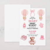ROZE 3X5 KNUFFELBEER TUTU MEISJE BABYSHOWER SAVE THE DATE (Voorkant / Achterkant)