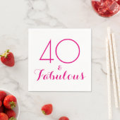 Roze 40 en Fabulous Typography Party Napkins Servet (Insitu)