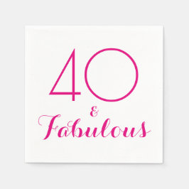 Roze 40 en Fabulous Typography Party Napkins Servet